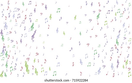 Gentle Musical Background with Pastel Music Symbols. Notes,Bass and Treble Clefs in Soft Pastel Colors