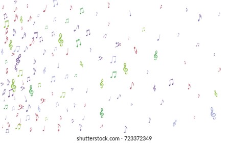Gentle Musical Background with Pastel Music Symbols. Notes,Bass and Treble Clefs in Soft Pastel Colors