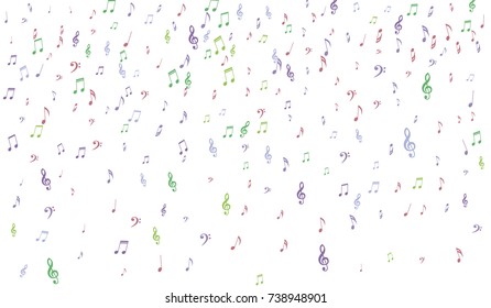 Gentle Musical Background with Pastel Music Symbols. Notes,Bass and Treble Clefs in Soft Pastel Colors