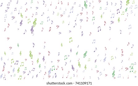 Gentle Musical Background with Pastel Music Symbols. Notes,Bass and Treble Clefs in Soft Pastel Colors