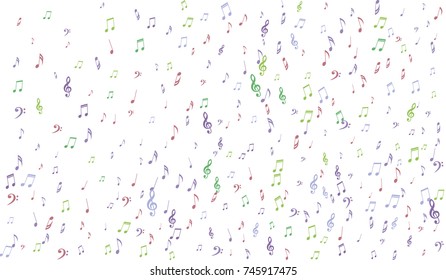 Gentle Musical Background with Pastel Music Symbols. Notes,Bass and Treble Clefs in Soft Pastel Colors