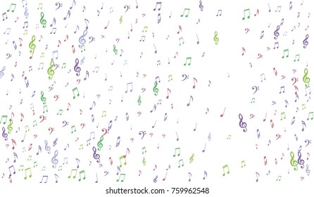 Gentle Musical Background with Pastel Music Symbols. Notes,Bass and Treble Clefs in Soft Pastel Colors