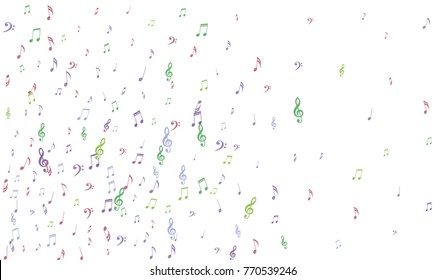 Gentle Musical Background with Pastel Music Symbols. Notes,Bass and Treble Clefs in Soft Pastel Colors
