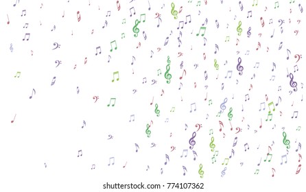 Gentle Musical Background with Pastel Music Symbols. Notes,Bass and Treble Clefs in Soft Pastel Colors