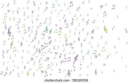 Gentle Musical Background with Pastel Music Symbols. Notes,Bass and Treble Clefs in Soft Pastel Colors