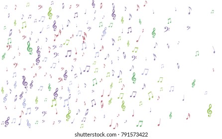 Gentle Musical Background with Pastel Music Symbols. Notes,Bass and Treble Clefs in Soft Pastel Colors