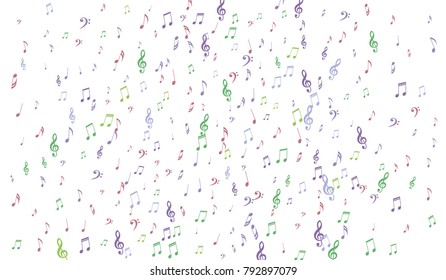 Gentle Musical Background with Pastel Music Symbols. Notes,Bass and Treble Clefs in Soft Pastel Colors