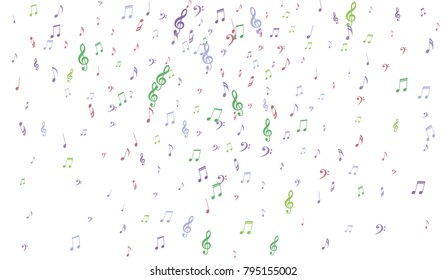 Gentle Musical Background with Pastel Music Symbols. Notes,Bass and Treble Clefs in Soft Pastel Colors