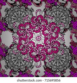 Gentle, nice floral background. Flowers on white, magenta and black background. Vector floral pattern in doodle style with flowers.