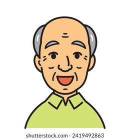 anciano gentil, sonriente, ilustración vectorial