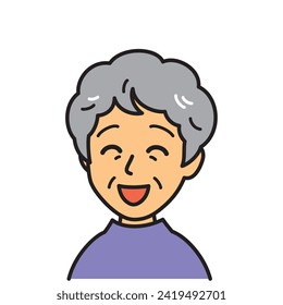 anciana gentil, sonriente, ilustración vectorial