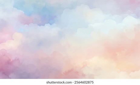 Gentle pastel hues blend seamlessly in a cloud-like formation, creating a soothing and artistic backdrop.