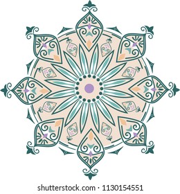 Gentle Pastel Indian Mandala Vector Shape