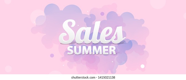 Gentle pastel pink background on summer time sale summer holiday vector Illustration lines and the clouds