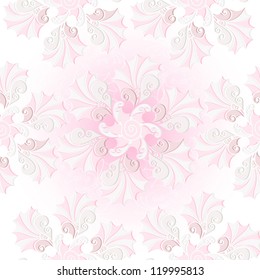 Gentle pastel pink vintage seamless pattern with flowers (vector EPS 10)