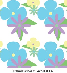Gentle pattern with flowers, pastel colors, simple design