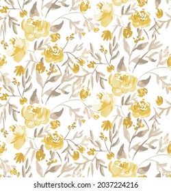 Gentle  of peony flowers and leaves in light yellow and beige colors. seamless pattern for wedding cards and invitations.seamless yellow peonies pattern