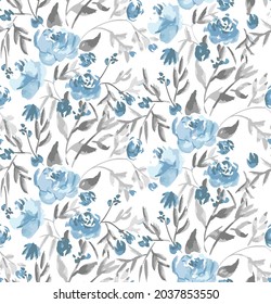 Gentle  of peony flowers and leaves in light blue and beige colors. seamless pattern for wedding cards and invitations.seamless blue peonies pattern