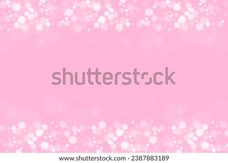 Gentle pink background with glowing bokeh. Luminous particles fall from above. Vector template for girly holiday designs.