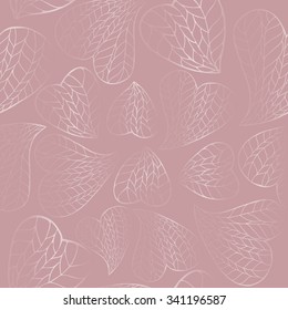 Gentle pink romantic seamless pattern based on hand drawn lace hearts. Great for Saint Valentine's Day cards, wallpaper and holiday design.