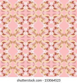 Gentle pink seamless pattern with swirls and curls