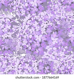 Gentle purple Vintage Botanical Seamless Background with Hydrangea. Botanical Vector Illustration