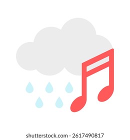 Gentle Rain flat color, mini illustration icon, related to relaxation, spa, wellness and more. Vector EPS 10 for modern concept, print, UI, UX kit, web and app development