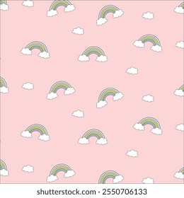 gentle rainbow pattern on a pink background