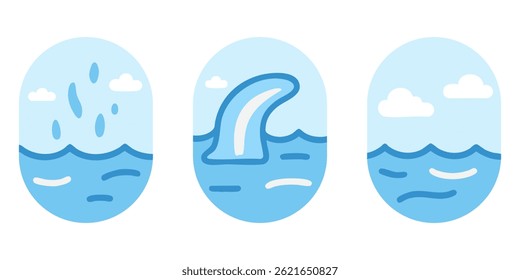 Gentle Raindrops Falling into the Ocean, Fluid Abstract Waves, and Tranquil Sea Illustration Design