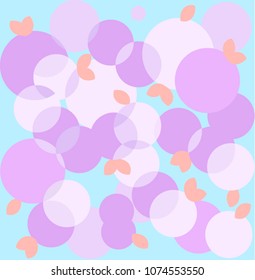 A gentle refined pattern of violet abstract fruits on a blue background