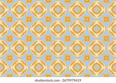 A gentle repeating pattern of diamond shapes within squares on a soft blue background perfect for designers.