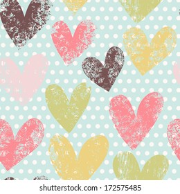 Gentle romantic seamless pattern made of colorful hearts in vector. Seamless pattern can be used for wallpapers, pattern fills, web page backgrounds, surface textures.
