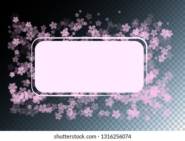 Gentle sakura flowers flying vector background. Spring blossom elements, cherry, peach or apple bloom flowers.