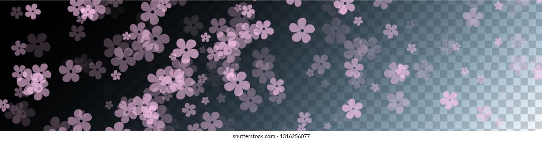 Gentle sakura flowers flying vector background. Spring blossom elements, cherry, peach or apple bloom flowers.