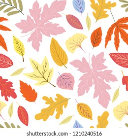 gentle seamless pattern with autumn leaves