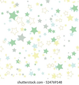 The gentle seamless pattern background with colorful stars