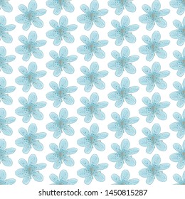 Gentle seamless pattern of blue lilies. Vector texture for prints, decoration, textiles, decor.