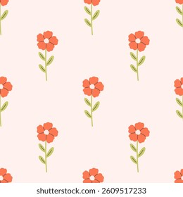 Gentle seamless pattern with flowers. Cute minimalist print. Printing on textiles, wallpaper, wrapping paper. Vector illustration in flat style