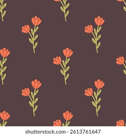 Gentle seamless pattern with flowers. Cute minimalist print. Printing on textiles, wallpaper, wrapping paper. Vector illustration in flat style
