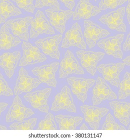 Gentle seamless pattern with flowers. Floral background. Beautiful graphic flowers with leaves.