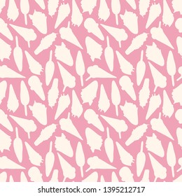 Gentle seamless pattern with ice cream silhouettes on pink backgraund. Decorative ornament, geometric elements for fabric, textile, web design, wrapping paper. Wallpaper for boys and girls.