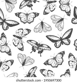 Gentle seamless pattern with magic butterfly.