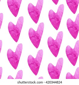 Gentle seamless pattern with pink hearts. Abstract illustration.