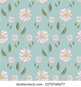 Patrón suave y sin fisuras con bonitas flores. Chamomila de primavera. Ilustración del vector