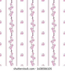 Gentle seamless pattern with sakura's branches, buds and flowers.