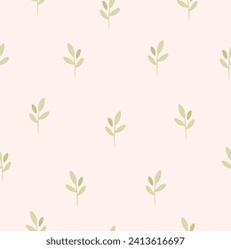 Gentle seamless pattern with small sprout. Nursery minimalist print. Printing on textiles, wallpaper, wrapping paper. Vector illustration in flat style