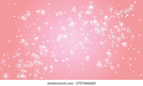 Sobreposição de neve suave com bokeh suave em um fundo de gradiente rosa.