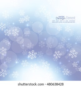 Gentle soft winter abstract background with falling scatter snowflakes, ice crystals and sparkles, glint, twinkle. 