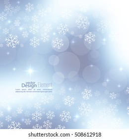 Gentle soft winter abstract background with falling scatter snowflakes, ice crystals and sparkles, glint, twinkle. 