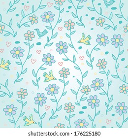 gentle spring blue seamless pattern